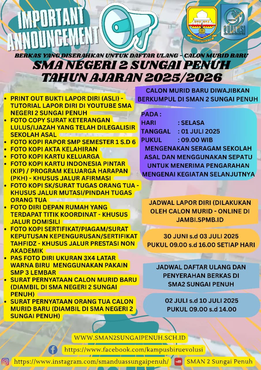 HASIL AKHIR SPMB TAHUN AJARAN 2025/2026 SMA NEGERI 2 SUNGAI PENUH HASIL AKHIR SPMB TAHUN AJARAN 2025/2026 SMA NEGERI 2 SUNGAI PENUH
